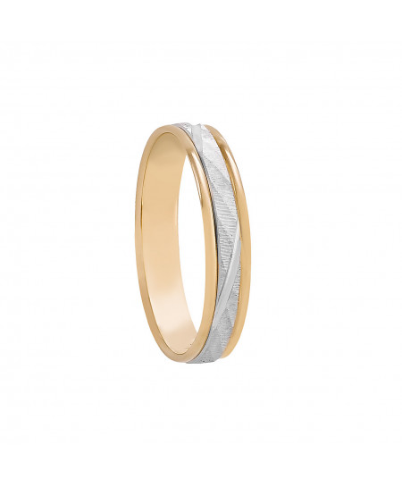 Alianza Oro Bicolor de 4mm Interior plano | Joyería Bellido