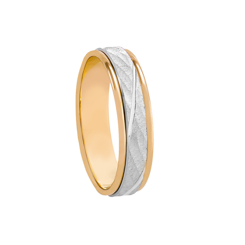 Alianza Bicolor Oro 18K de 5mm Interior plano | Joyería B&Couple