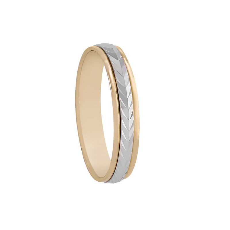 Alianza Bicolor Oro 18K de 4mm Interior plano | Joyería B&Couple by Bellido